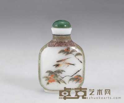 清光绪 白料花鸟纹烟壶 高5.9cm